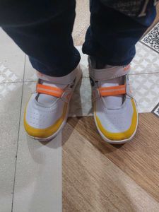 Kids White & Yellow Sneakers in offer sale price