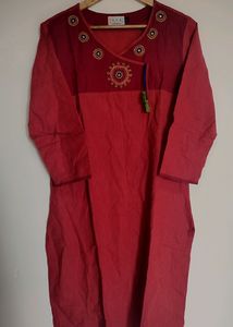 Red Kurta With Knot