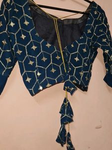 Stunning Teal lengha choli with Silver Embellishme