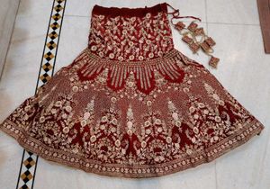 red velvet bridal lehenga