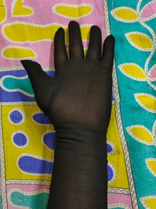 Vintage Black Embroidered Long Gloves