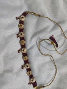 Maroon & Gold Ethnic Necklace
