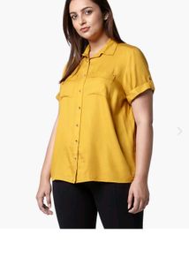 Mustard Yellow Short Sleeve Button-Up Shirt