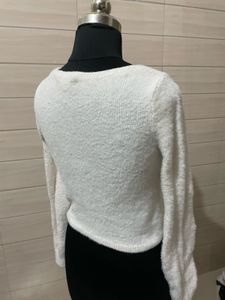 HOLLISTER Cozy White Fuzzy Cardigan