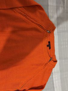 Vibrant Orange Zipper Detail Sweater
