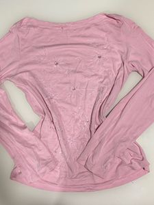 Cute Pink Floral Long Sleeve Top