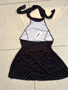 Black Polka Dot Halter Dress