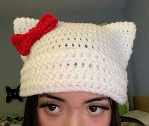 Crochet Hello Kitty Cat Beanie