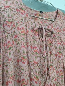 Floral Print Tie-Neck Blouse
