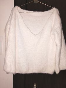 Fur Deep Neck Offshoulder Sweater Top