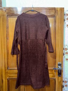 🌸Elegant Brown Kurta Pant Set with Pearl Detail