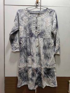 Grey And White Short Kurti