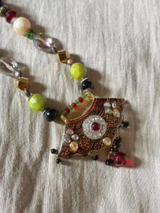 Long Beaded Necklace with Pendant