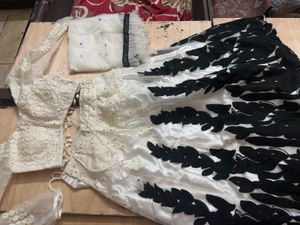 Elegant White And Black Lehenga