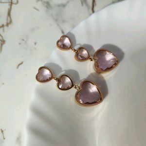 Pink Crystal heart Earrings