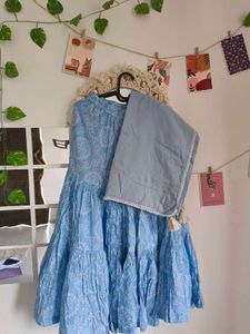 Blue Printed Sharara Set