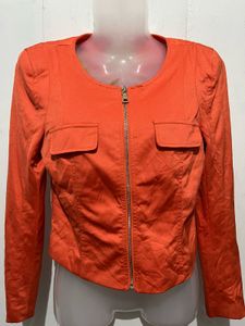 Orange Cropped Zip-Up Jacket