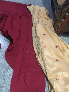 Maroon Patiala salwar with Dupatta