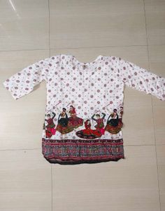 White Printed Ethnic Kurti/Tunic