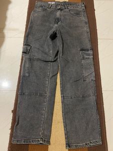 Grey Wash Cargo Jeans