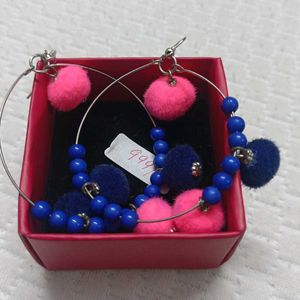 Boho PomPom  Hoop Earrings