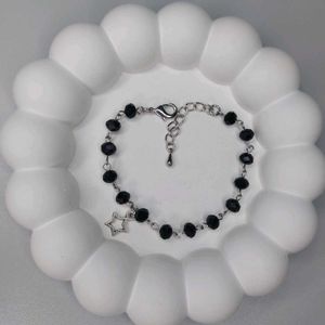 Black Beaded Bracelet with Star Charm