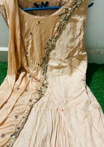 Elegant Peach Embroidered Ethnic Gown