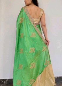 Yellow and green saree for women