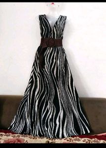 Stylish Black &amp; White Striped Maxi Dress