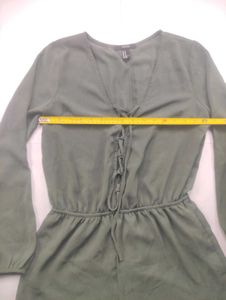 Women's Green Lace-Up Romper