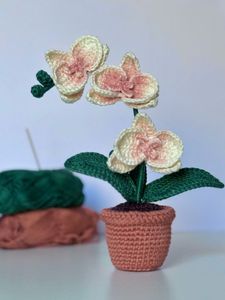 orchid crochet flowers pot