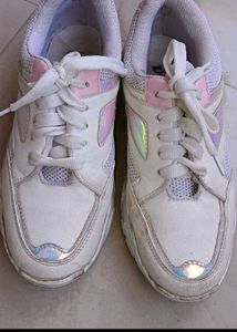 Chunky Platform Sneakers with Iridescent Accents