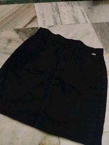 Black Denim Mini Skirt