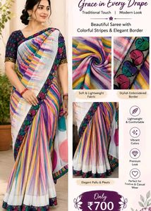 Gracefull Colorful Striped Saree 💃💃