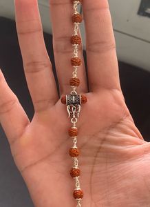Rudraksha Bracelet with Silver Charm
