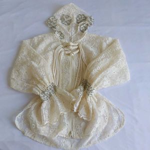 Imported white Lace Hoodie jacket with crystals🔮