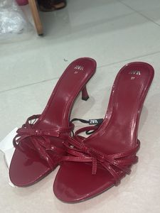 Red Strappy Heeled Sandals