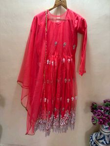 Coral Embroidered anarkali Set