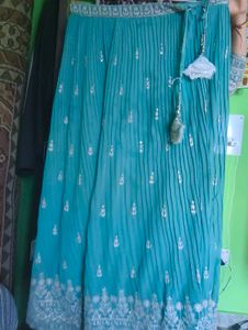 Embellished Teal Crop Blouse