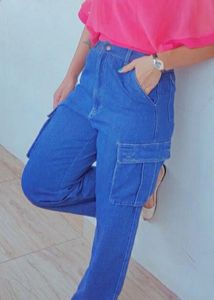 Blue Denim Cargo Pants