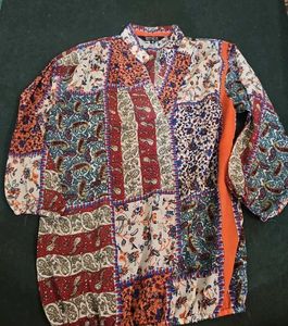 Bohemian Patchwork V-Neck Kurta