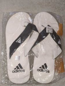 Adidas White & Black Slides Casual & Party Wear