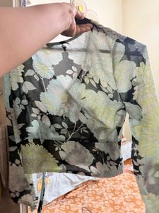 Floral Wrap Long Sleeve Top