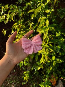 Handmade Pink Crochet bow keychain