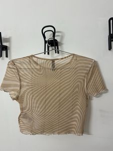 Sheer Swirl Print Mesh Top