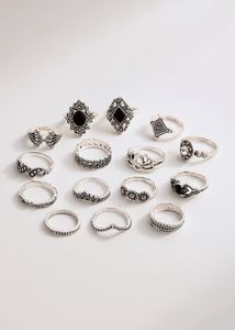Boho Silver Plated Ring Set