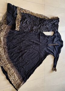 Elegant Black Ethnic Dress with Print