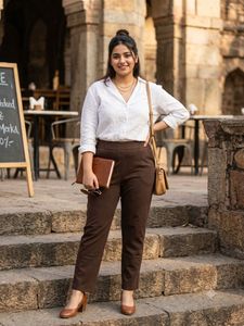 Chic Brown Trousers - Smart Casual Wear