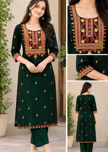 Beautiful Green Saree with Embroidery