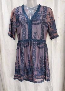 1208. Boho Lace Embroidered Mini Dress romper